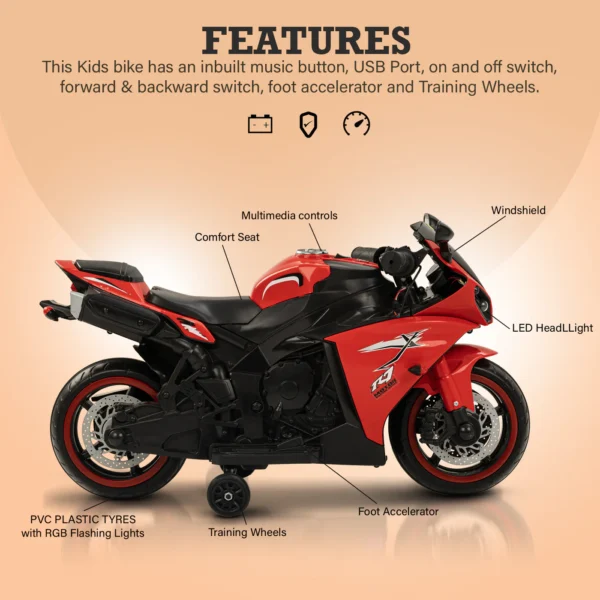 Baybee R7 Rechargeable Battery Operated Bike for Kids - Image 4