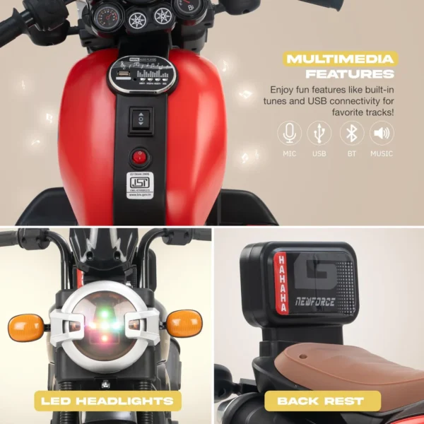 Baybee Zappy Electric Bike for Kids, Ride on Toys Kid Bikes with LED Light, Bluetooth & USB Music - Image 5