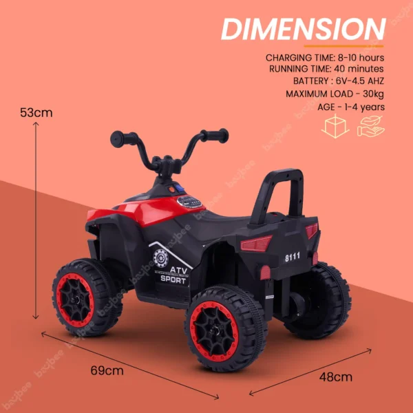 Baybee Monster ATV Rechargeable Battery Operated Electric Kids Bike with Light, USB, Music Electric Bike, Beach ATV Bike - Image 7
