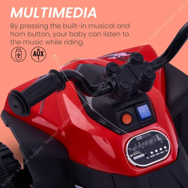Baybee Monster ATV Rechargeable Battery Operated Electric Kids Bike with Light, USB, Music Electric Bike, Beach ATV Bike - Image 6
