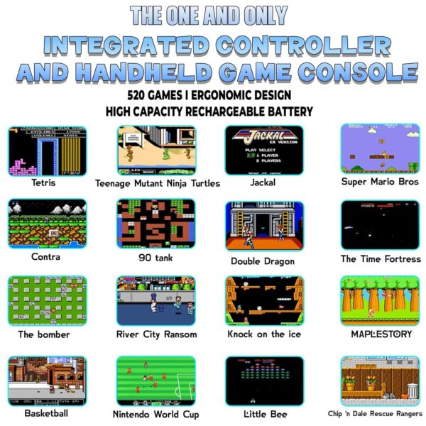 S10-Handheld Game Console,Classic Retro Video Gang Player Colorful LCD Screen USB Rechargeable Portable Game Console with 520 in 1 Classic Old Games Best Toy Gift for Kids - Image 2